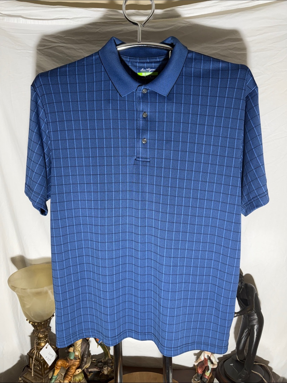 Hogan Men's Navy Blue Windowpane Polo